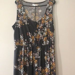 Maurices Black and Gold Floral Midi Dress